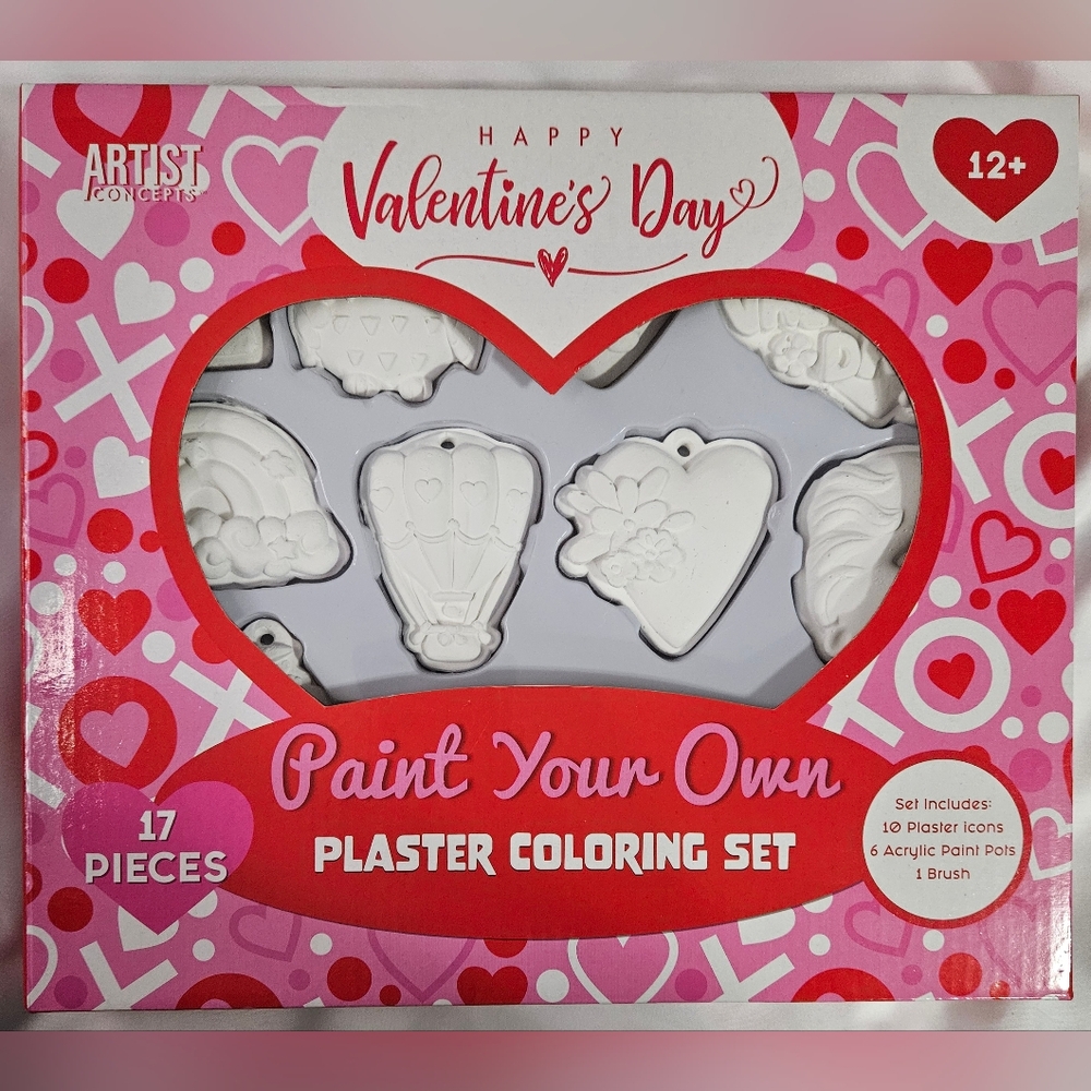 Valentine's Day Plaster Coloring Set NIB
